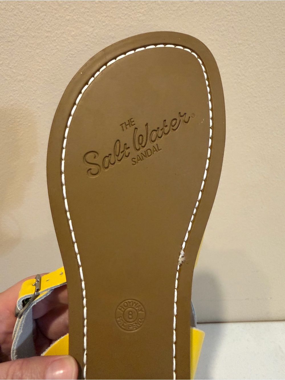 Salt Water Yellow Leather Strappy Sandals - Picture 3 of 3